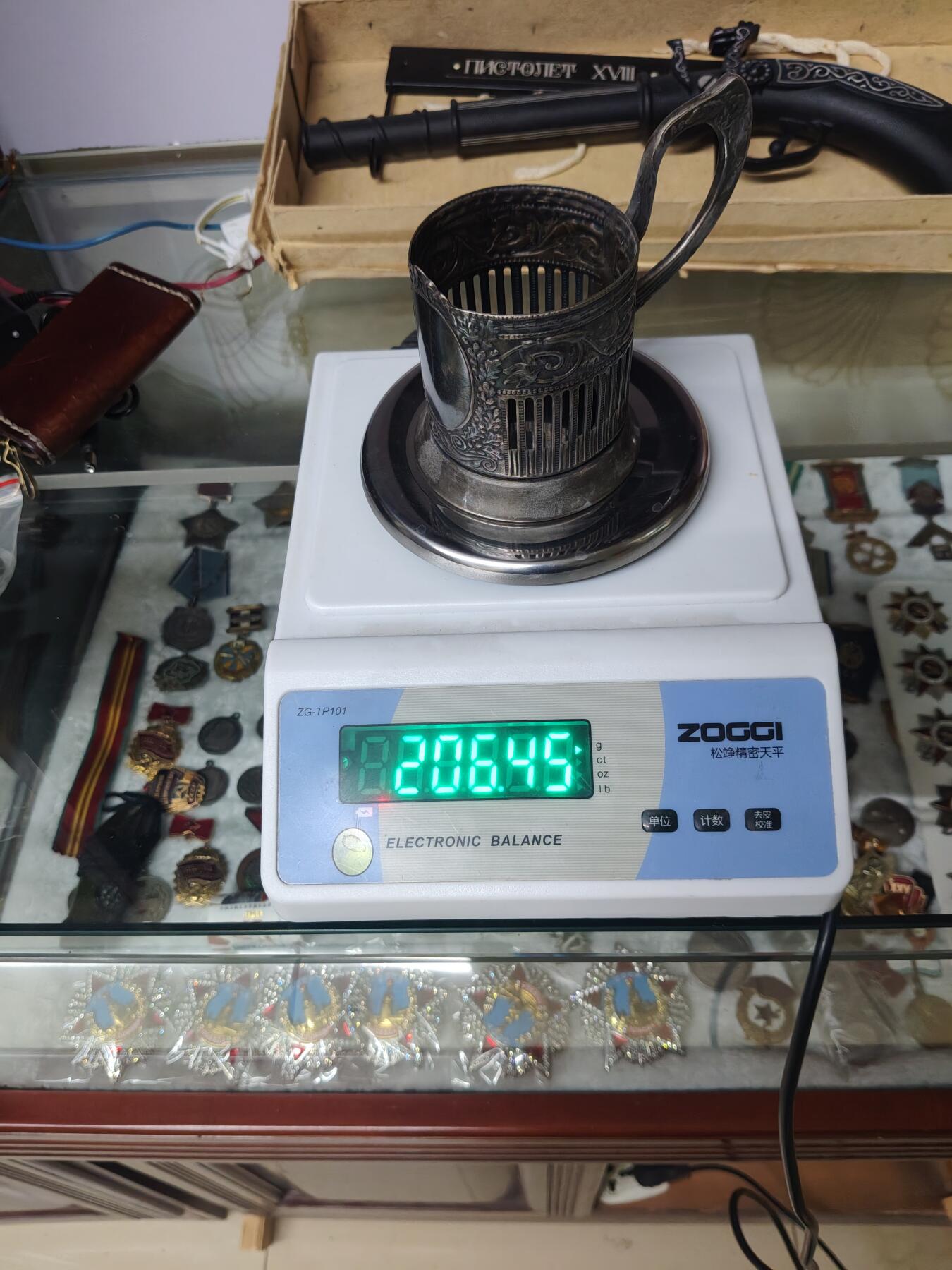 老银件 厚重苏联镀银老杯托