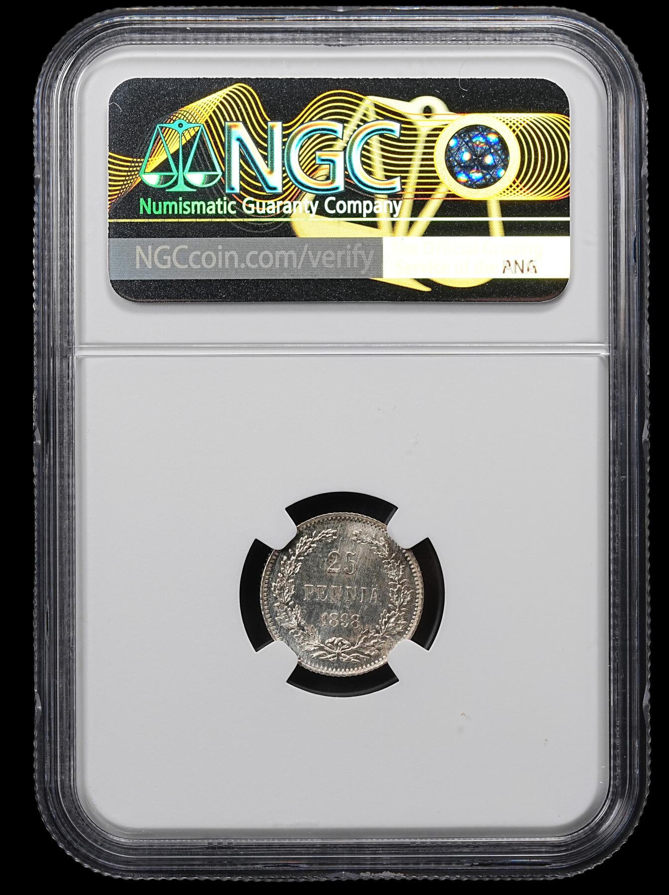 修遠堂世界钱币第九十六期 NGC MS65 1898年芬兰25盆尼银币 早期高分稀少
