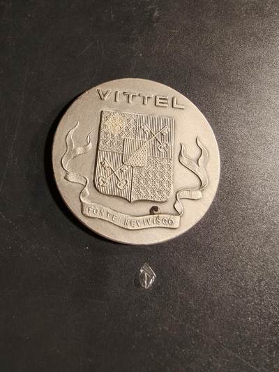 老王徽章第167期 - 法国维泰尔市镀银大铜章     直径50mm.    重量44.5g