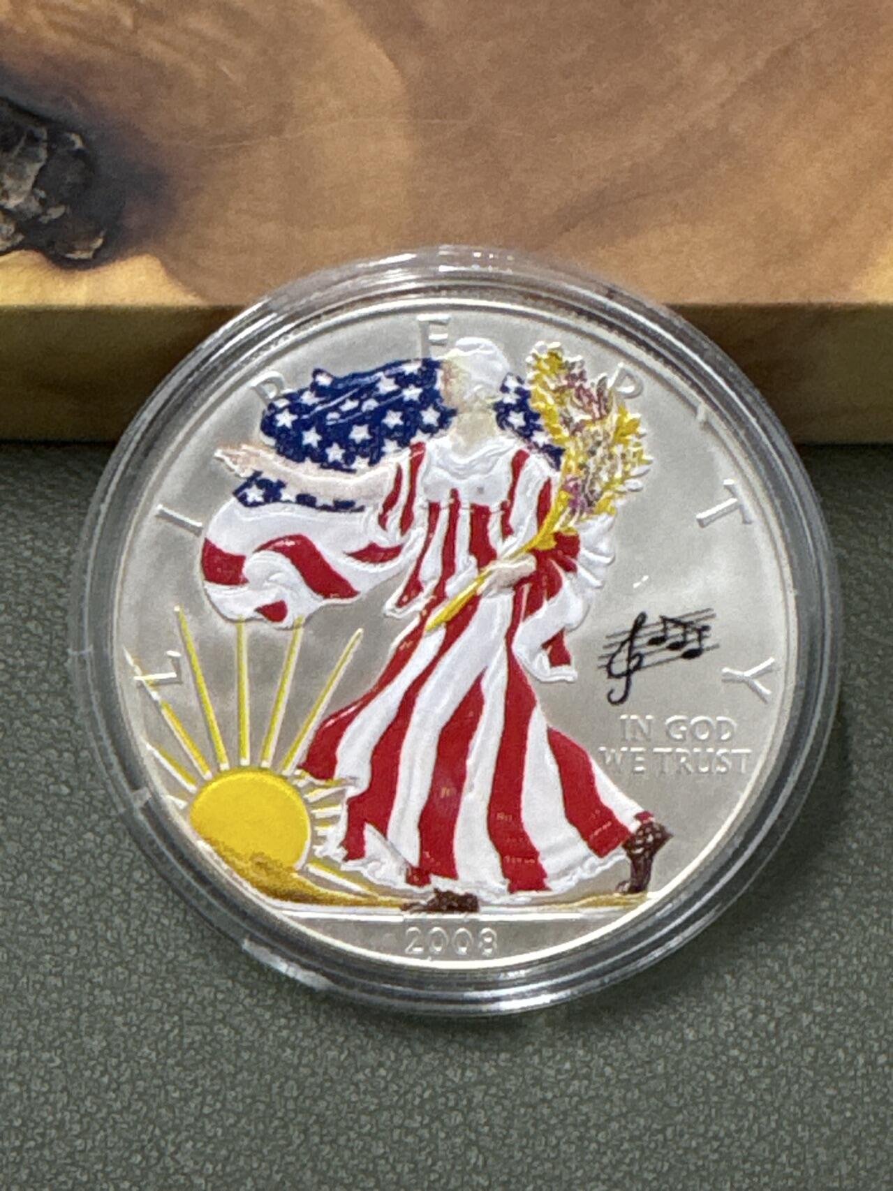 ❤️【币观天下】❤️ 第333期钱币拍卖- 2025.12.5周五晚上6点半场-长期征集拍品 美国2008年自由女神一盎司彩色银币