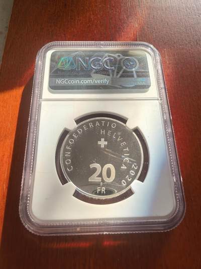 长老汇蛇年精选第七十八场拍卖 2020瑞士消防协会成立150周年20法郎精制银币，NGC PF70UC，五枚冠军之一，首期标