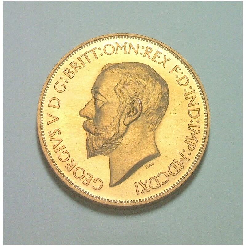 【样币】【艺术】英国乔治五世+屠龙马剑 高浮雕精制1克朗样币 发行量仅750枚 40MM