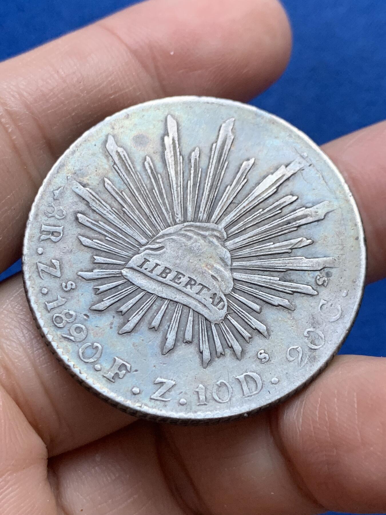 《竞宝斋》第444场 周日，周一，2场连拍 （全场包邮） 墨西哥1890 ZS FZ版 8R鹰洋银币 细节见图