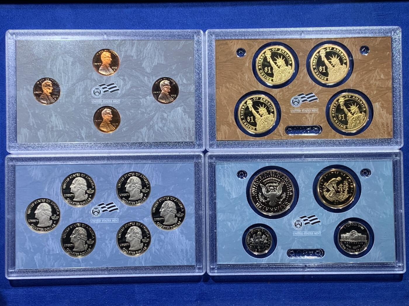 《竞宝斋》第444场 周日，周一，2场连拍 （全场包邮） 美国2009年套币4本 精制币 细节见图