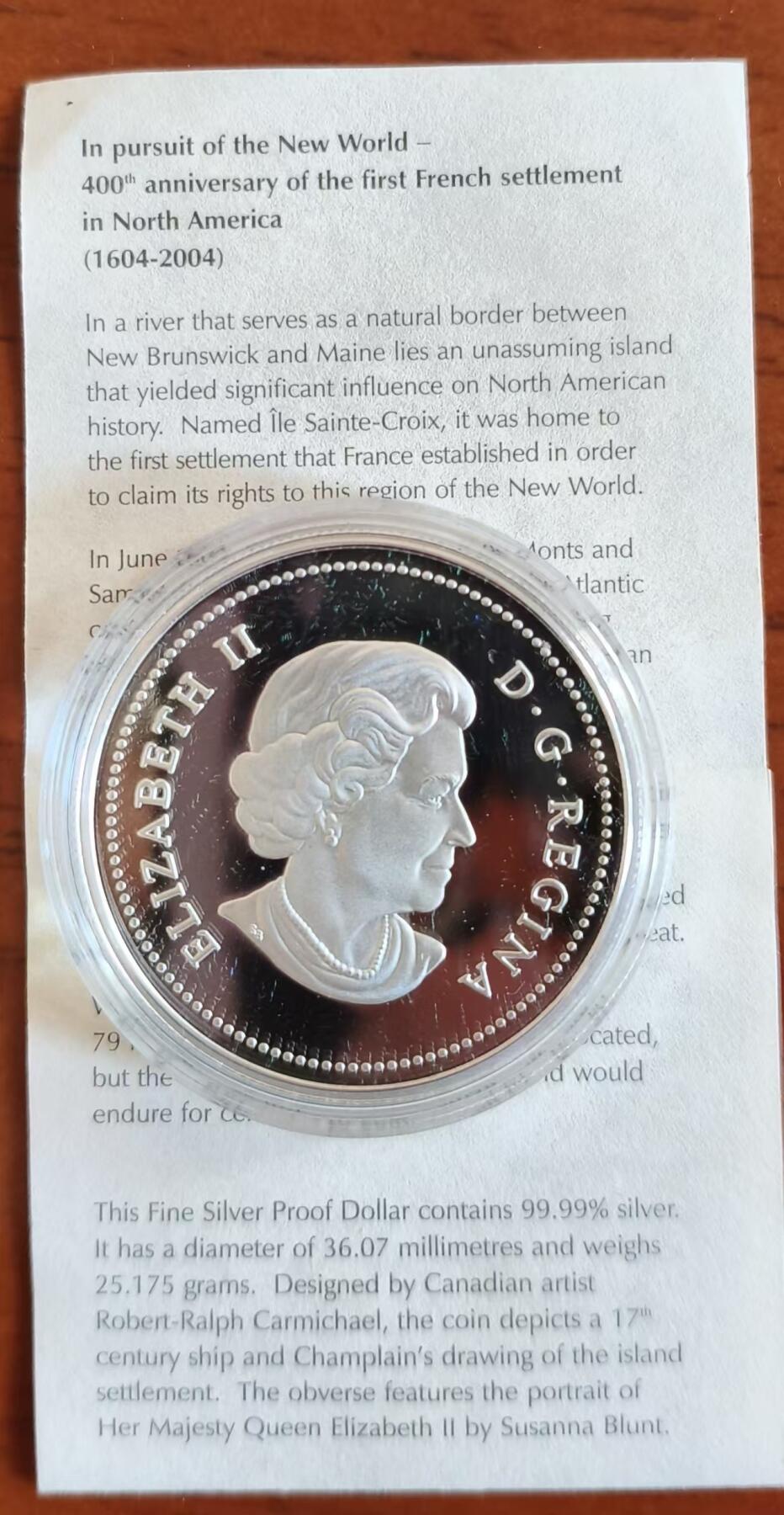 ❤️【币观天下】❤️ 第333期钱币拍卖- 2025.12.5周五晚上6点半场-长期征集拍品 加拿大2003年北美第一个法国定居点四百周年银币 25.175克999银