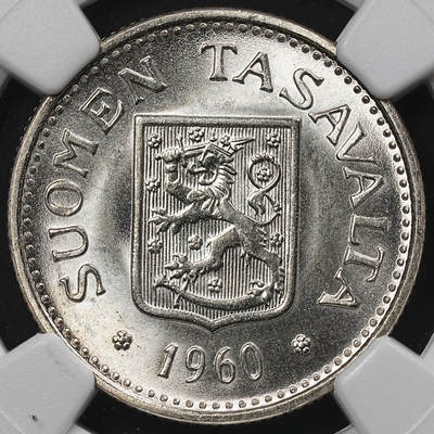 修遠堂世界钱币第九十六期 - NGC MS66 1960年芬兰100马克银币 最少的年份