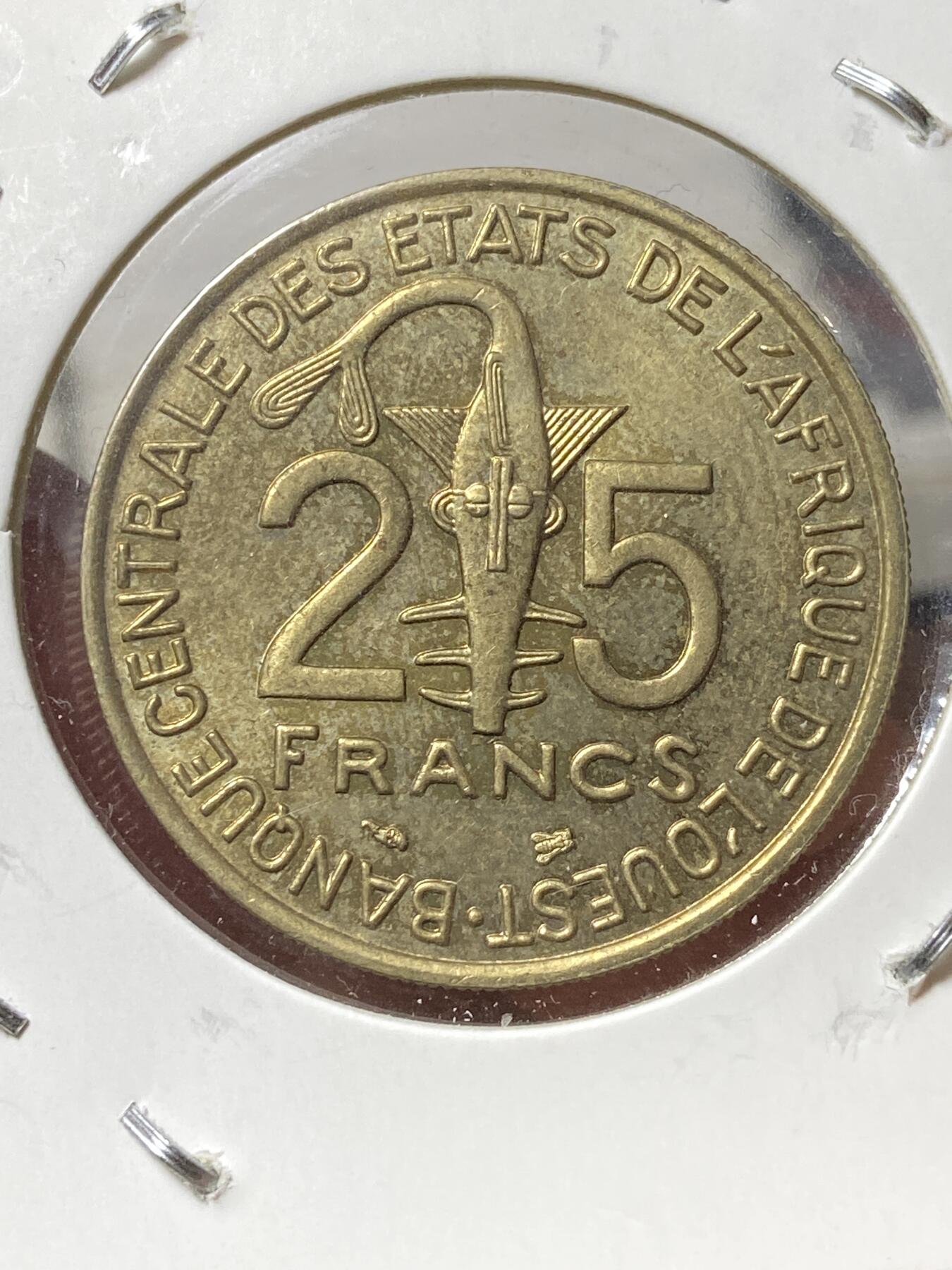 2025年第一百三十三场(总第一百五十九场）外国好品纸夹散币场(免佣金) 好品–西非国家联盟1996年25法郎(第二套，Bee–蜜蜂标)