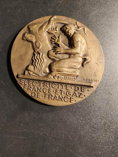 老王徽章第167期 - 法国电气公司大铜章     大师Dropsy 版本     直径54mm.    重量70.6g