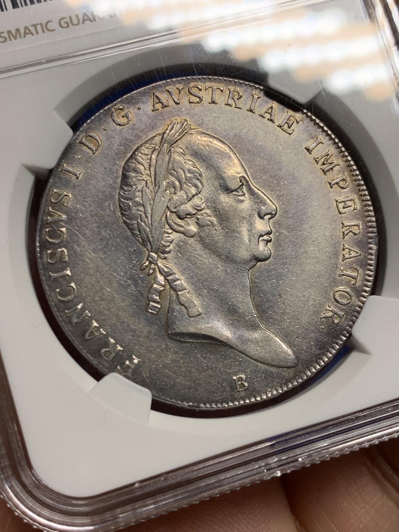 《竞宝斋》第444场 周日，周一，2场连拍 （全场包邮） 稀见版本 NGC AU53 奥地利帝国 1825B 弗朗茨一世 泰勒大银币  克雷姆尼察厂铸造