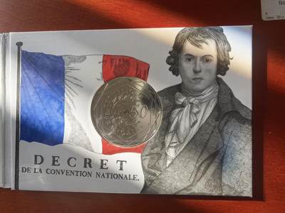 长老汇蛇年精选第七十八场拍卖 2019法国法国国旗50欧元彩色精制银币，卡装，41克900银，1500套