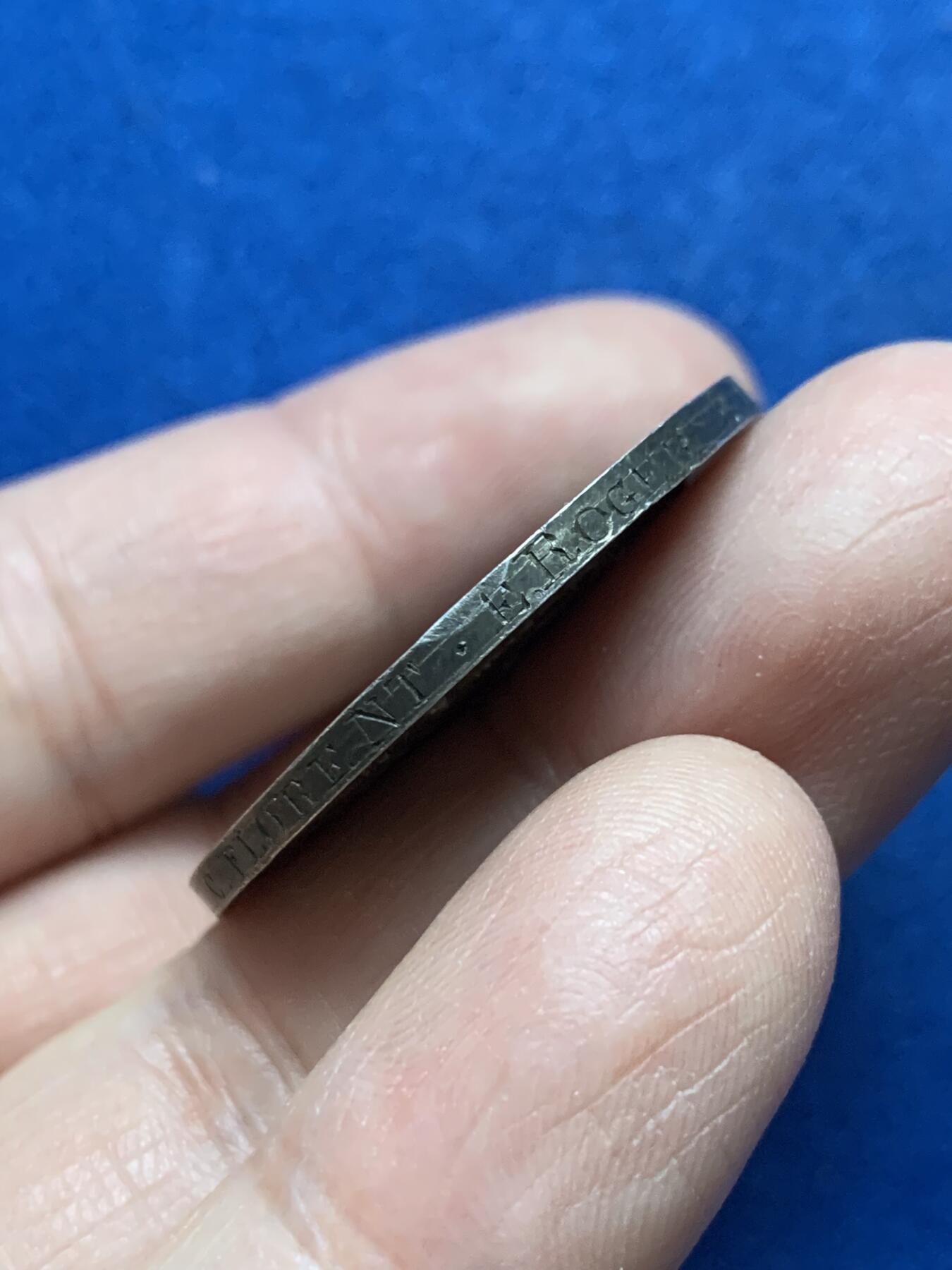 《竞宝斋》第444场 周日，周一，2场连拍 （全场包邮） 法国1896年婚姻银章 33.3mm 16.35g 丰饶角 边铭周圈刻字 背面花体字漂亮 包浆也漂亮