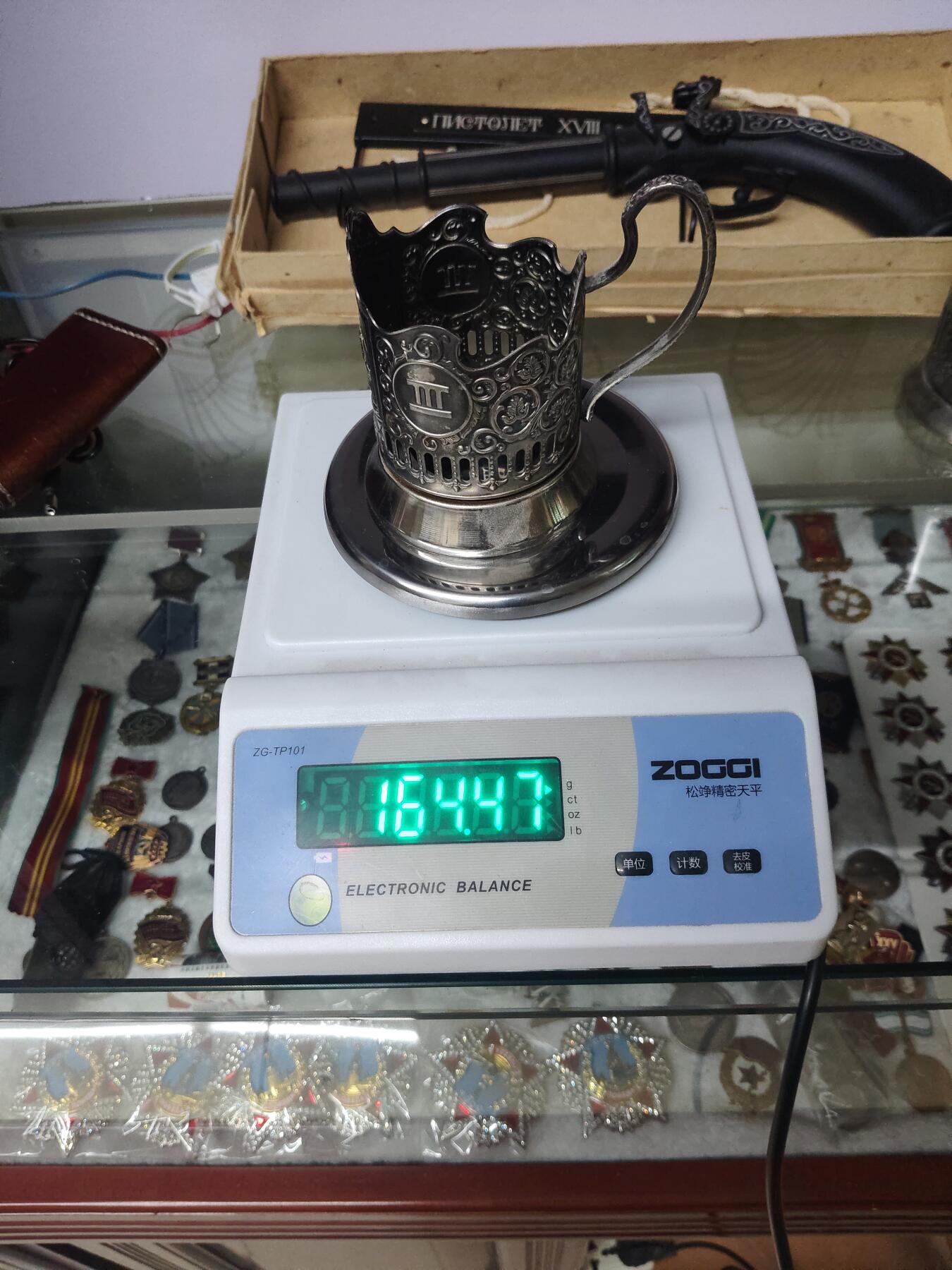 老银件 厚重俄罗斯老杯托