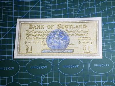 【炜奕收藏】，第五十二期 - 1967年苏格兰银行1镑，品相如图