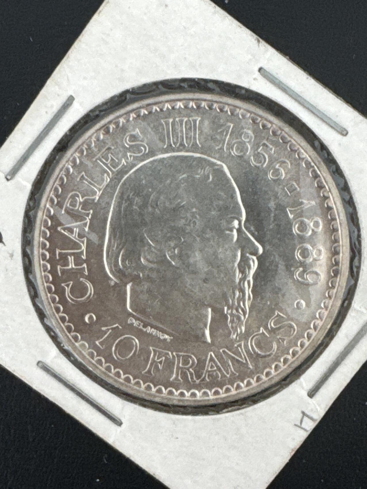 ❤️【币观天下】❤️ 第333期钱币拍卖- 2025.12.5周五晚上6点半场-长期征集拍品 摩纳哥1966年10法郎银币