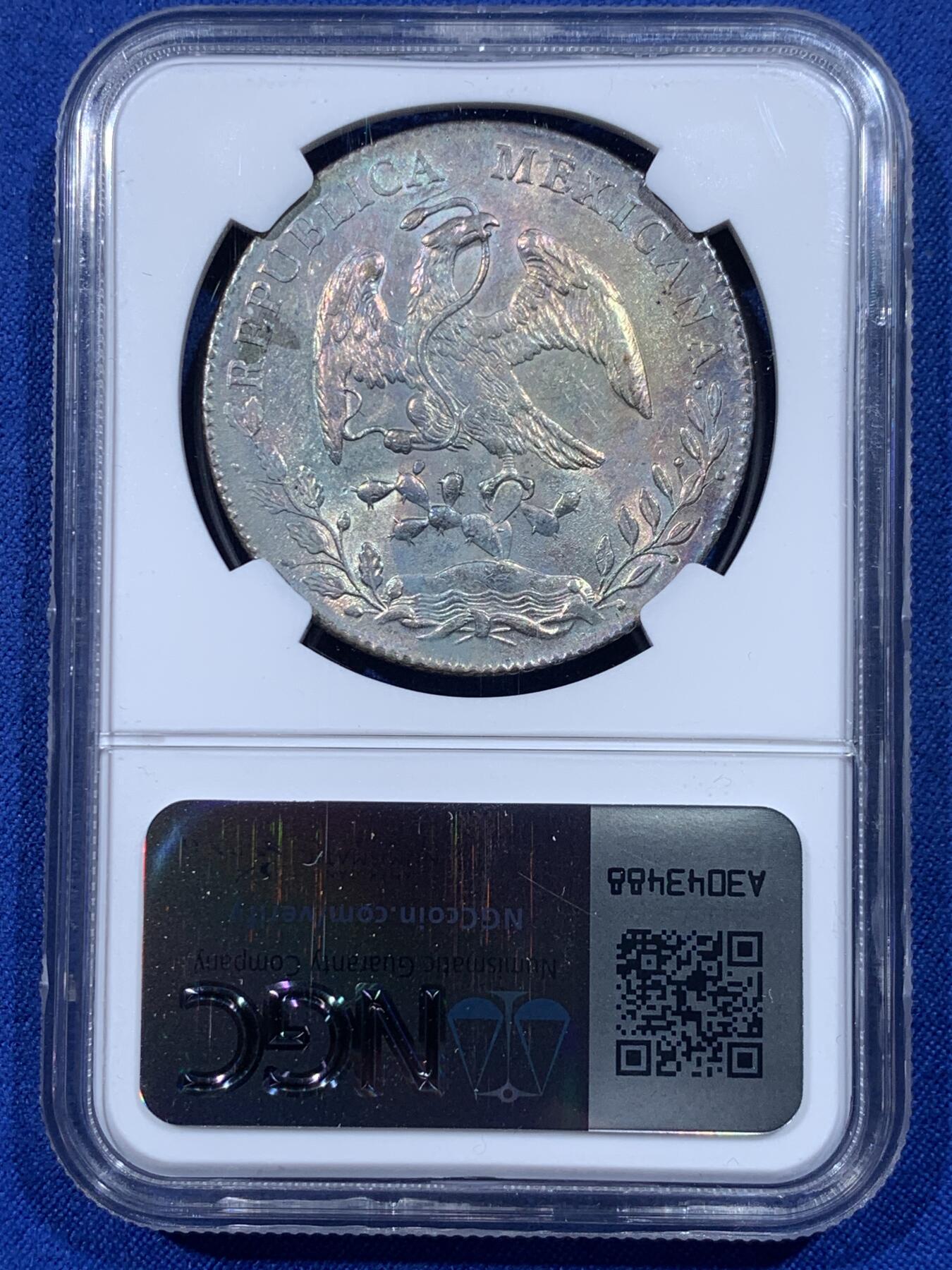 《竞宝斋》第444场 周日，周一，2场连拍 （全场包邮） NGC UNCD 墨西哥 1891年 花边鹰洋 8里亚尔大银币 状态不错