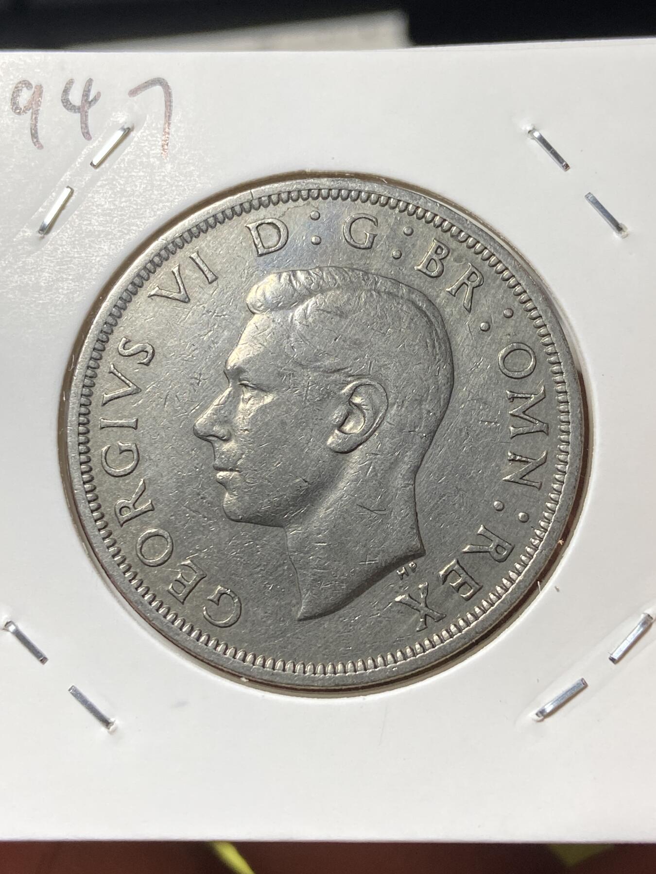 2025年第一百三十三场(总第一百五十九场）外国好品纸夹散币场(免佣金) 好品–英国🇬🇧1947年半克朗(乔治六世第二版，首发年仅发行2年)