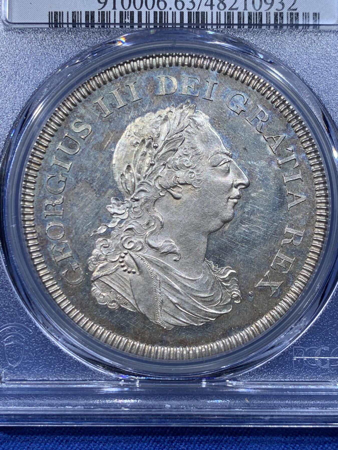 《竞宝斋》第444场 周日，周一，2场连拍 （全场包邮） PCGS PR63CAM 爱尔兰银行1804年乔治三世6先令银币，Cameo镜面底板美不胜收。