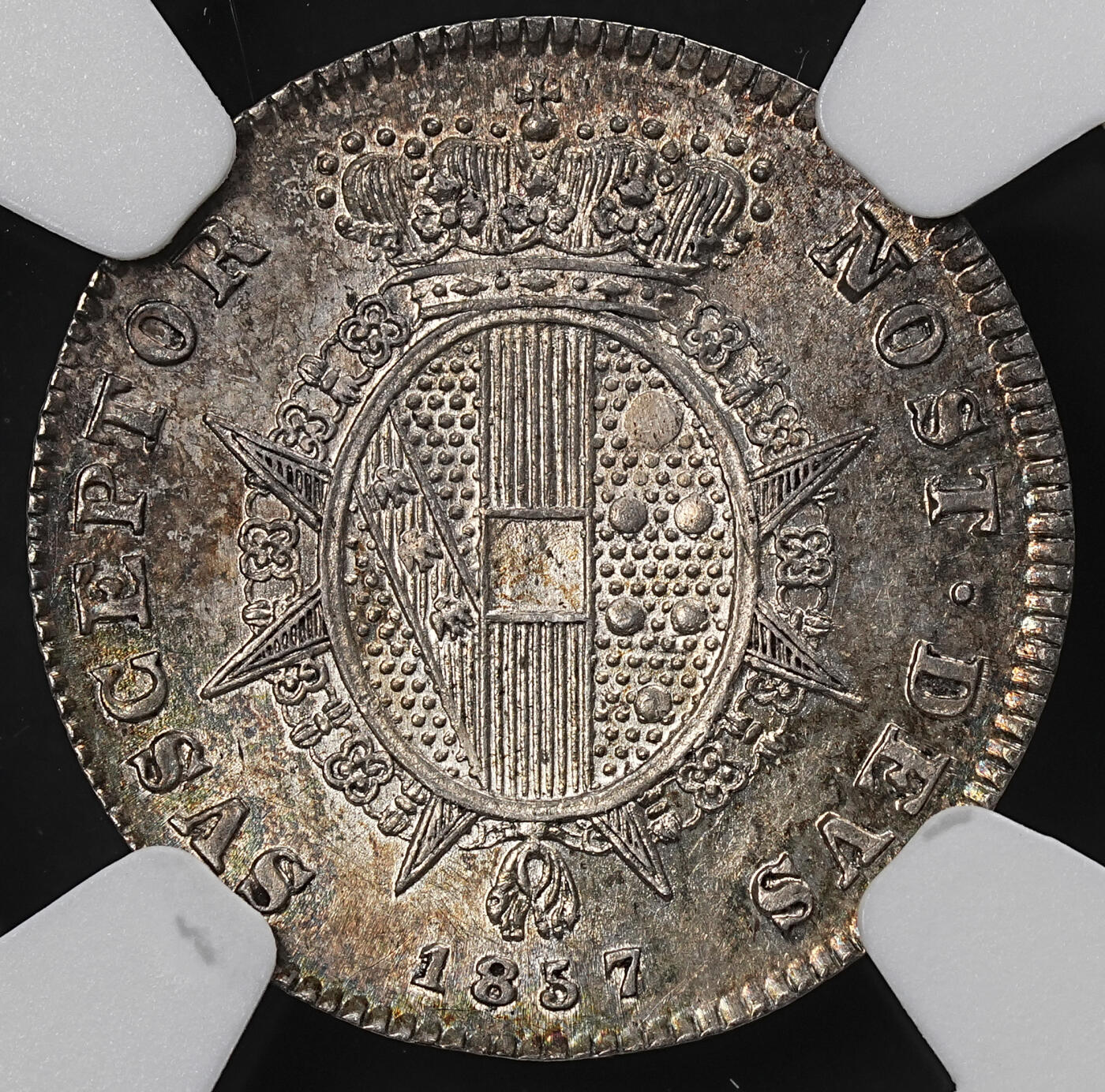 修遠堂世界钱币第九十六期 NGC MS62 1857年托斯卡纳1/2 PAOLO银币