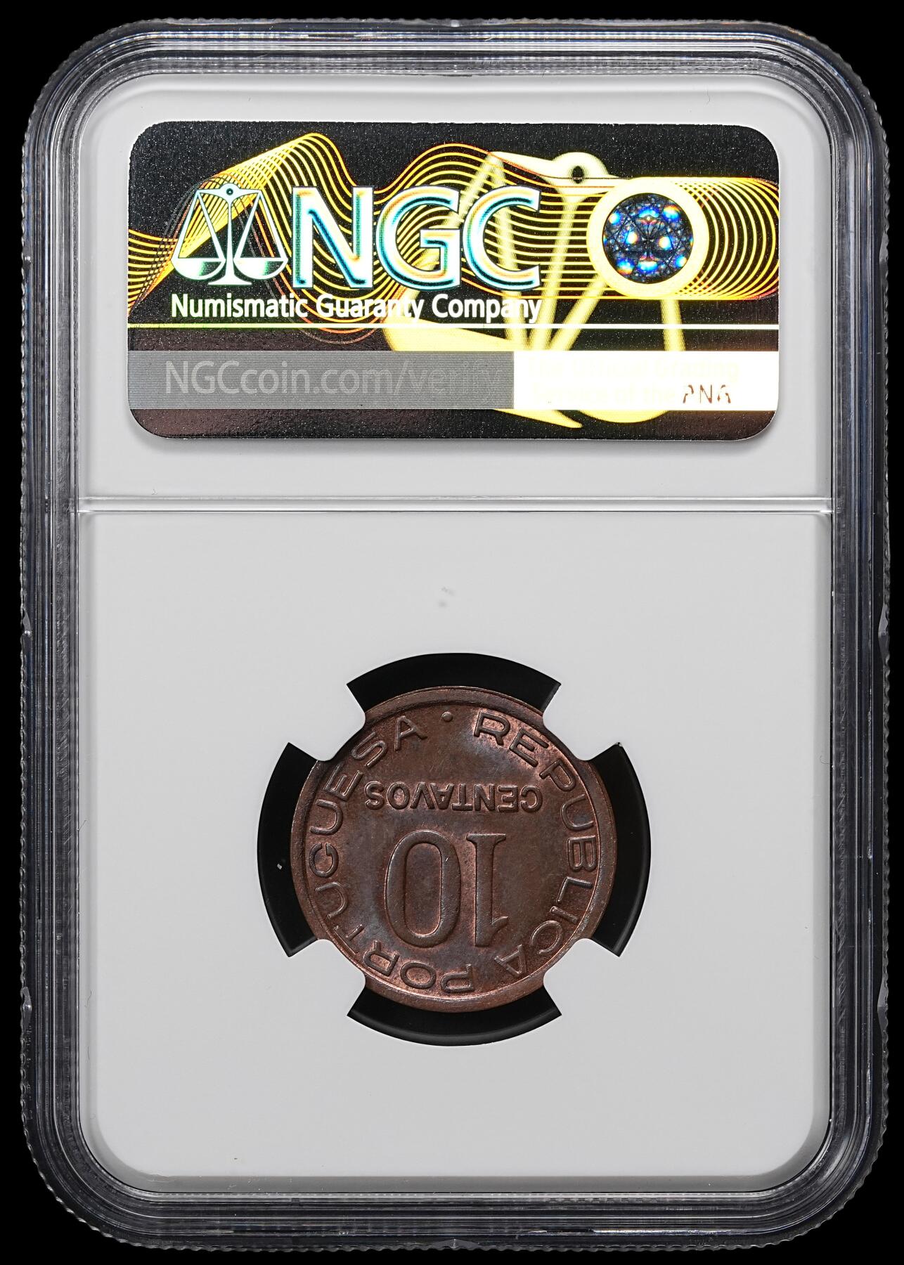 修遠堂世界钱币第九十六期 NGC MS64BN 1936年葡属莫桑比克10分铜币