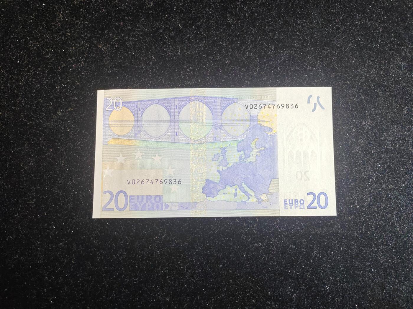 欧盟 V冠西班牙版 一签 20欧 全新UNC