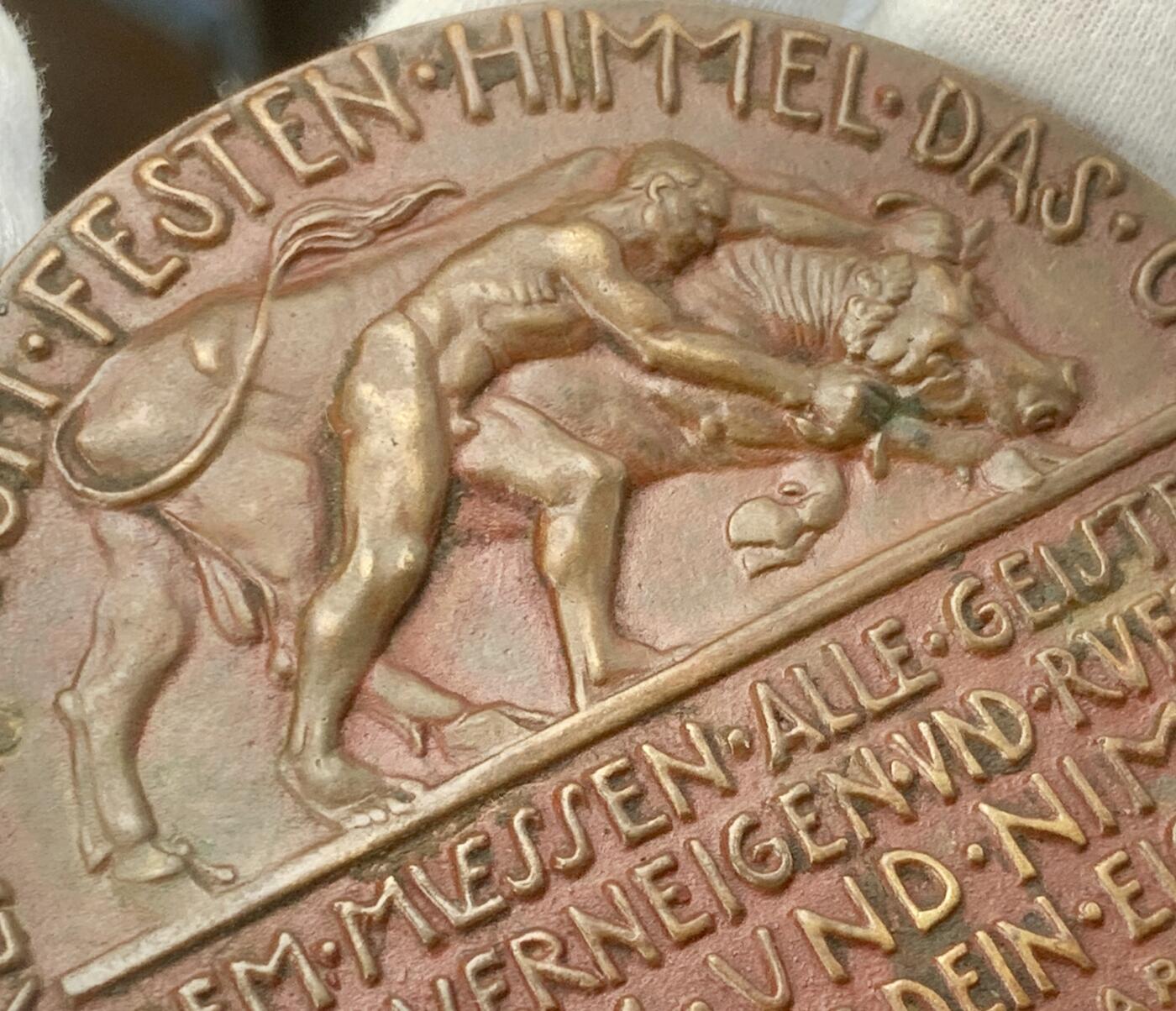 掌中浮雕-藏着的欧洲第044场 1914年德国一战开战动员纪念大铜章， 84mm， 卡尔哥茨作品 