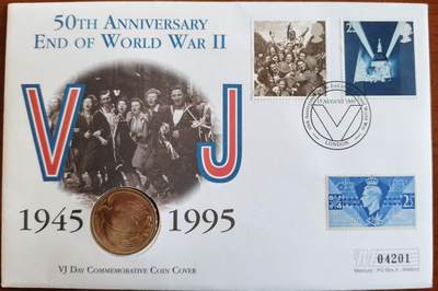 ❤️【币观天下】❤️ 第333期钱币拍卖- 2025.12.5周五晚上6点半场-长期征集拍品 - 英国1995年两镑 VJ DAY邮币封