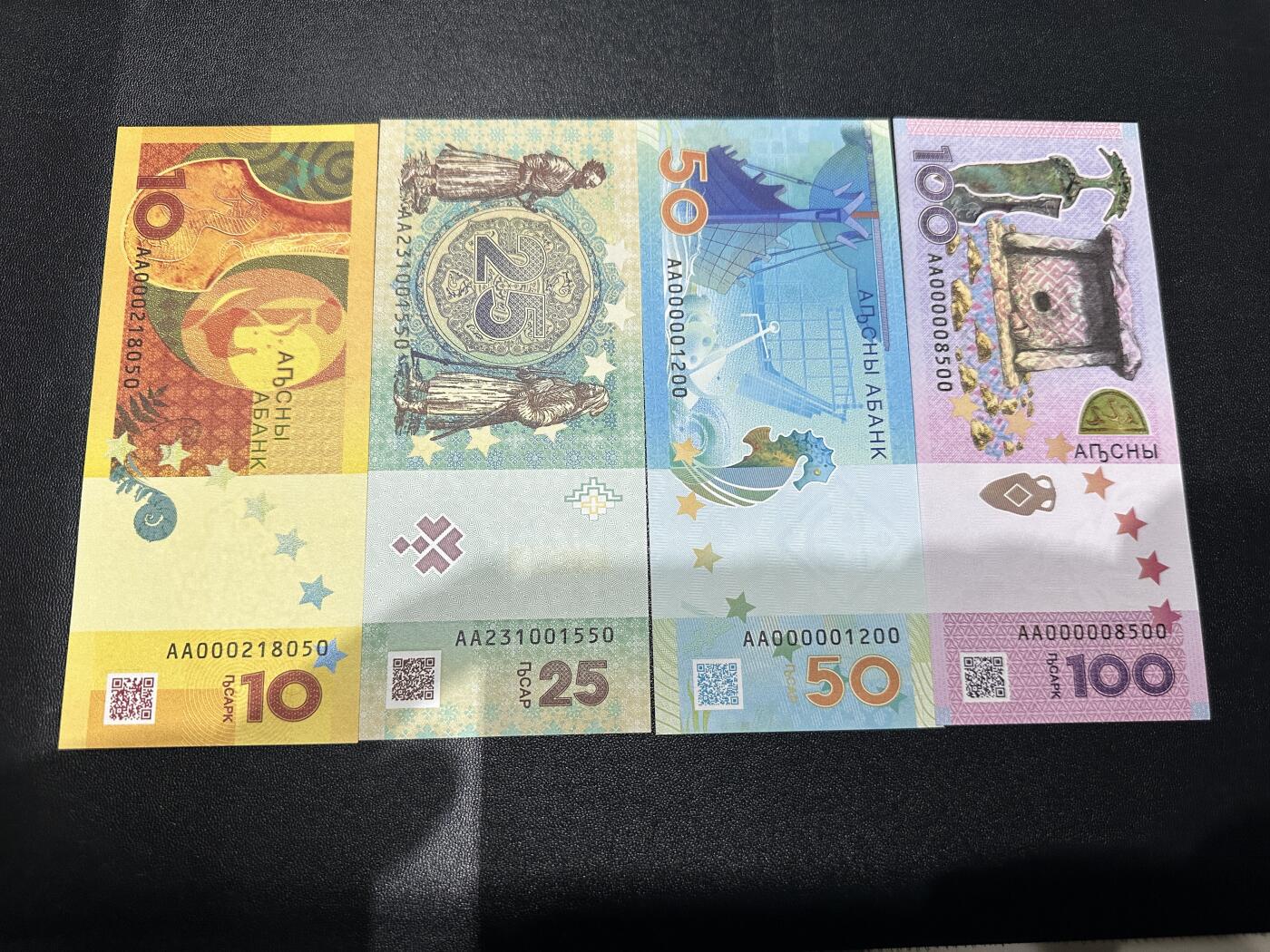 《外钞收藏家》第五百九十期（欧洲强钞、港币、硬通货及丰富裸币大拍场）（本平台长期征集拍品、欢迎藏友们联系合作） 阿布哈兹10-100面额 四张一起 全新UNC 全部是靓号尾0