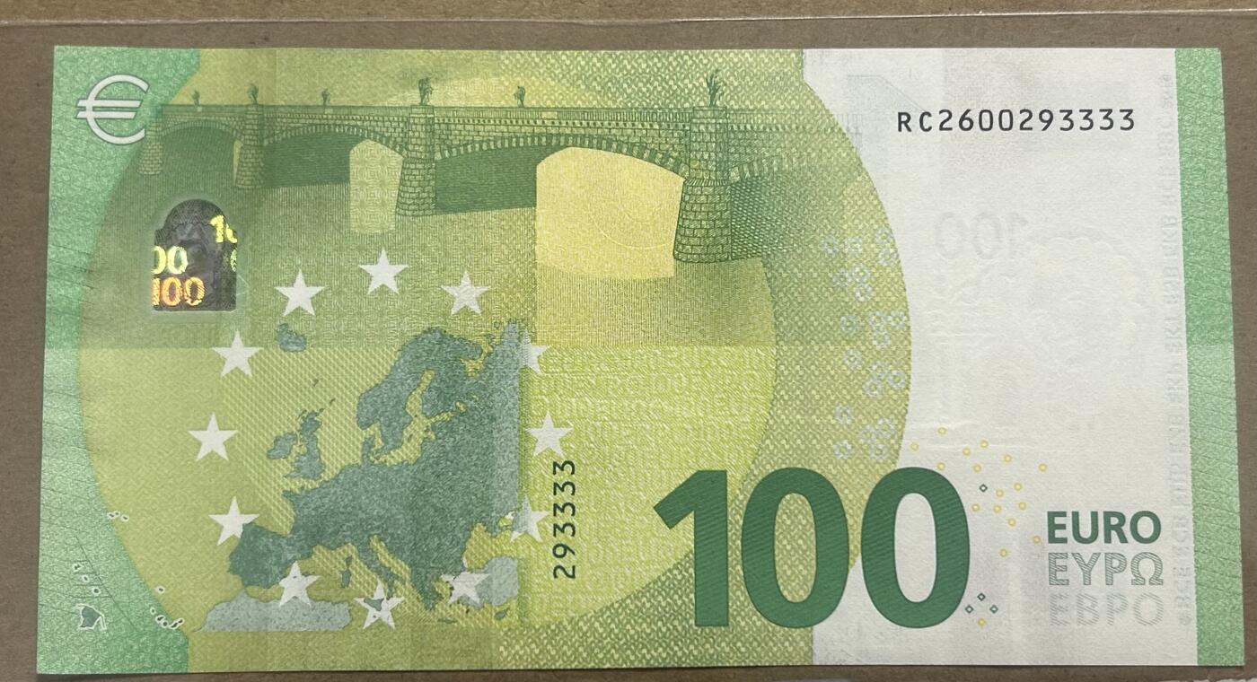 【礼羽收藏】🌏世界钱币拍卖第114期 2019版100欧元全程4、7尾4个3
