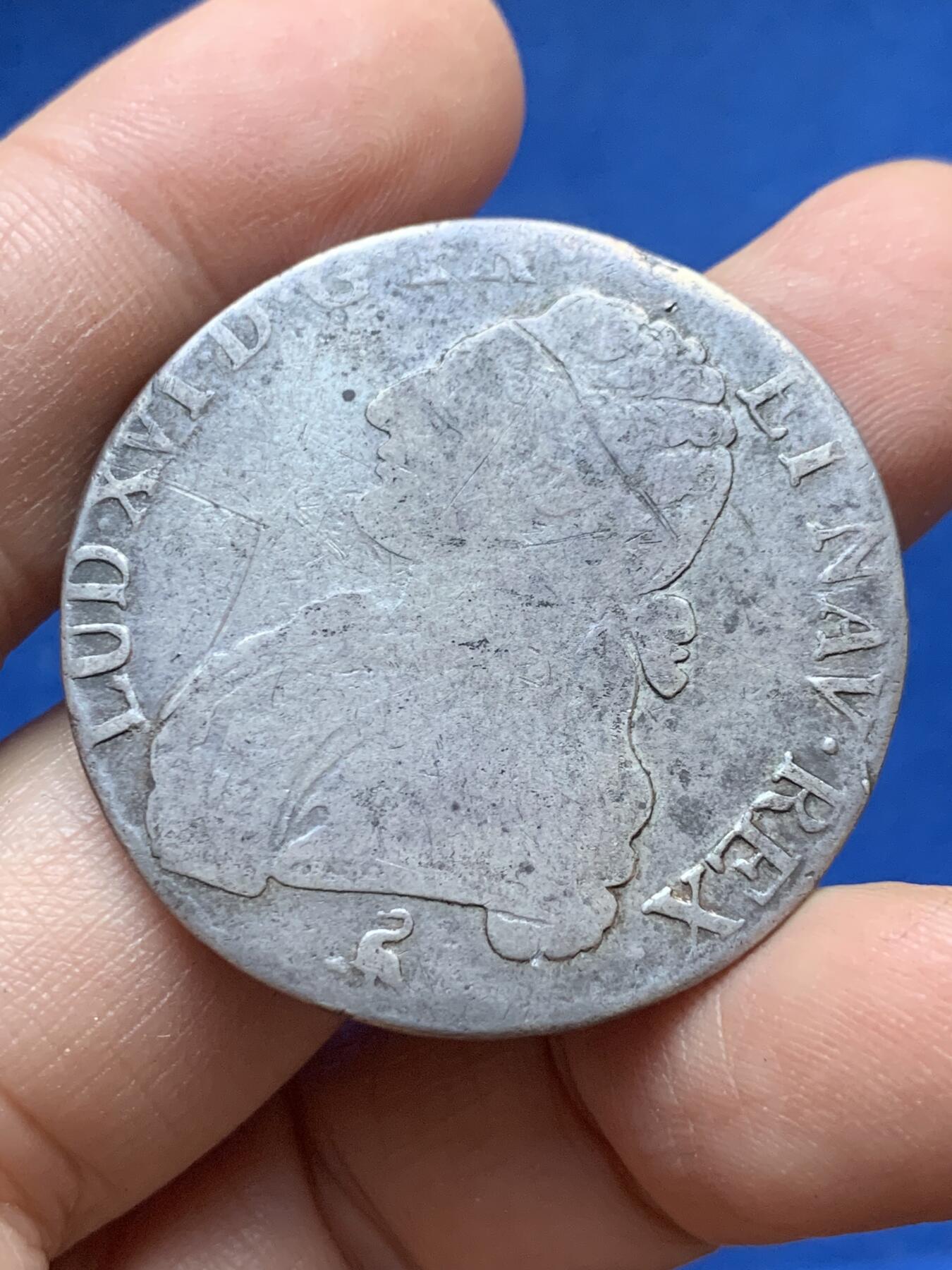 《竞宝斋》第444场 周日，周一，2场连拍 （全场包邮） 法国1791年路易十六1埃居大银币 细节见图