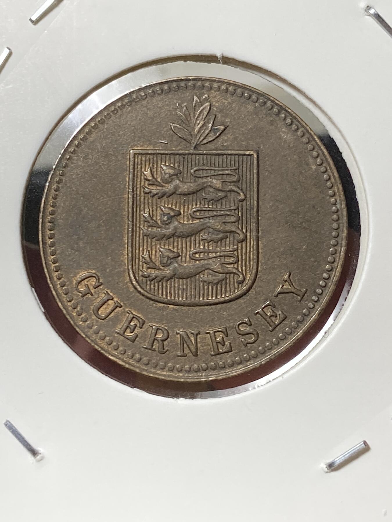 2025年第一百三十三场(总第一百五十九场）外国好品纸夹散币场(免佣金) 带光好品–英属根西岛1920年2道布(乔治五世时期，H标喜敦厂造)