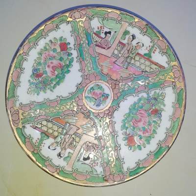 杂件专场85期 - 描金花纹清代人物老盘子