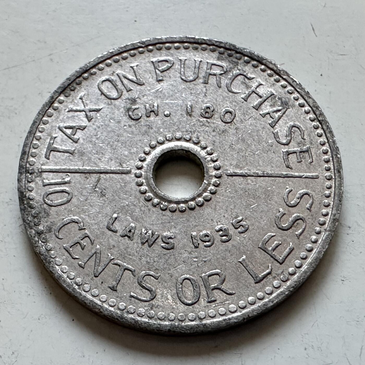 🌹外币初藏🌹🐯2025年第135场  每周二四六晚8️⃣点 接代拍 美国华盛顿州1935年10美分税务代用币 官方代币