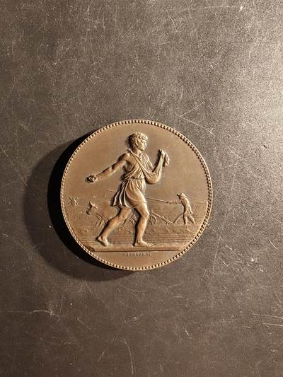 老王徽章第167期 - 法国农业部农业竞赛大铜章     播种女神     直径50mm.    重量61.5g