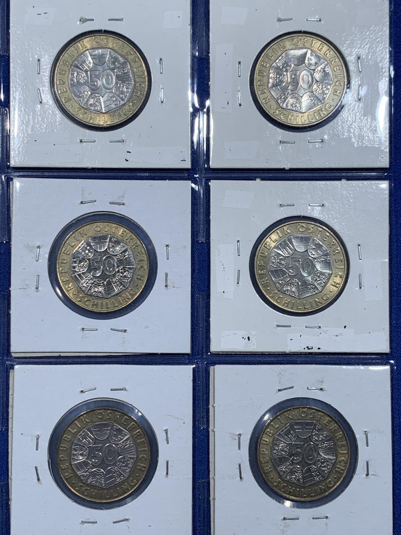 《竞宝斋》第444场 周日，周一，2场连拍 （全场包邮） 九枚一组 奥地利50先令纪念币 细节见图