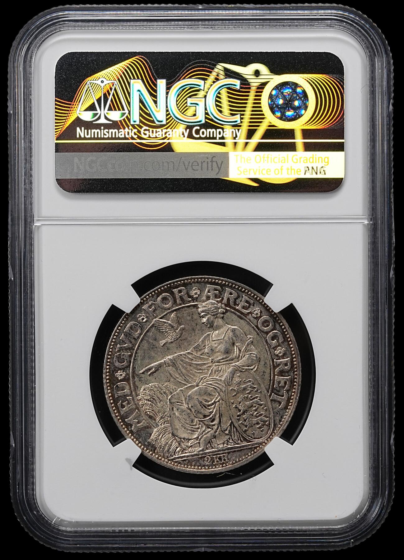 修遠堂世界钱币第九十六期 NGC MS63 1903年丹麦国王登基40周年纪念2克朗银币