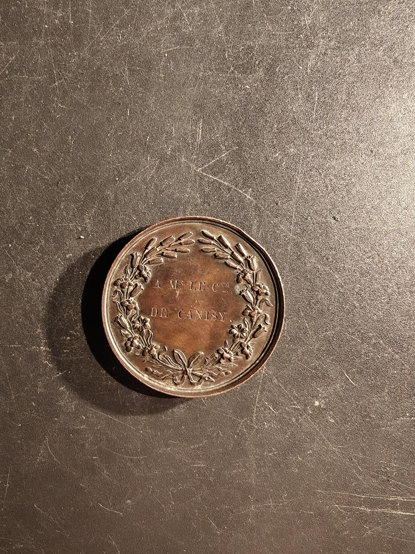 老王徽章第167期 法国复辟时期王太子波尔多公爵亨利·德·法兰西大铜章    直径36mm.    重量21g