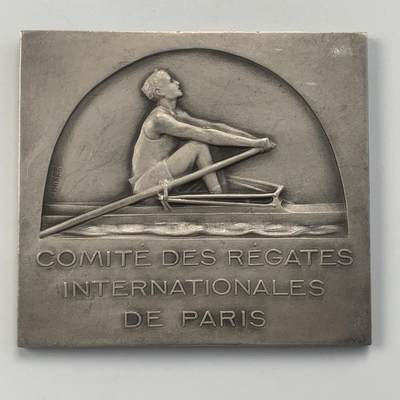 掌中浮雕-藏着的欧洲第044场 - 1934年法国巴黎赛艇比赛镀银铜章，55*61mm，96g