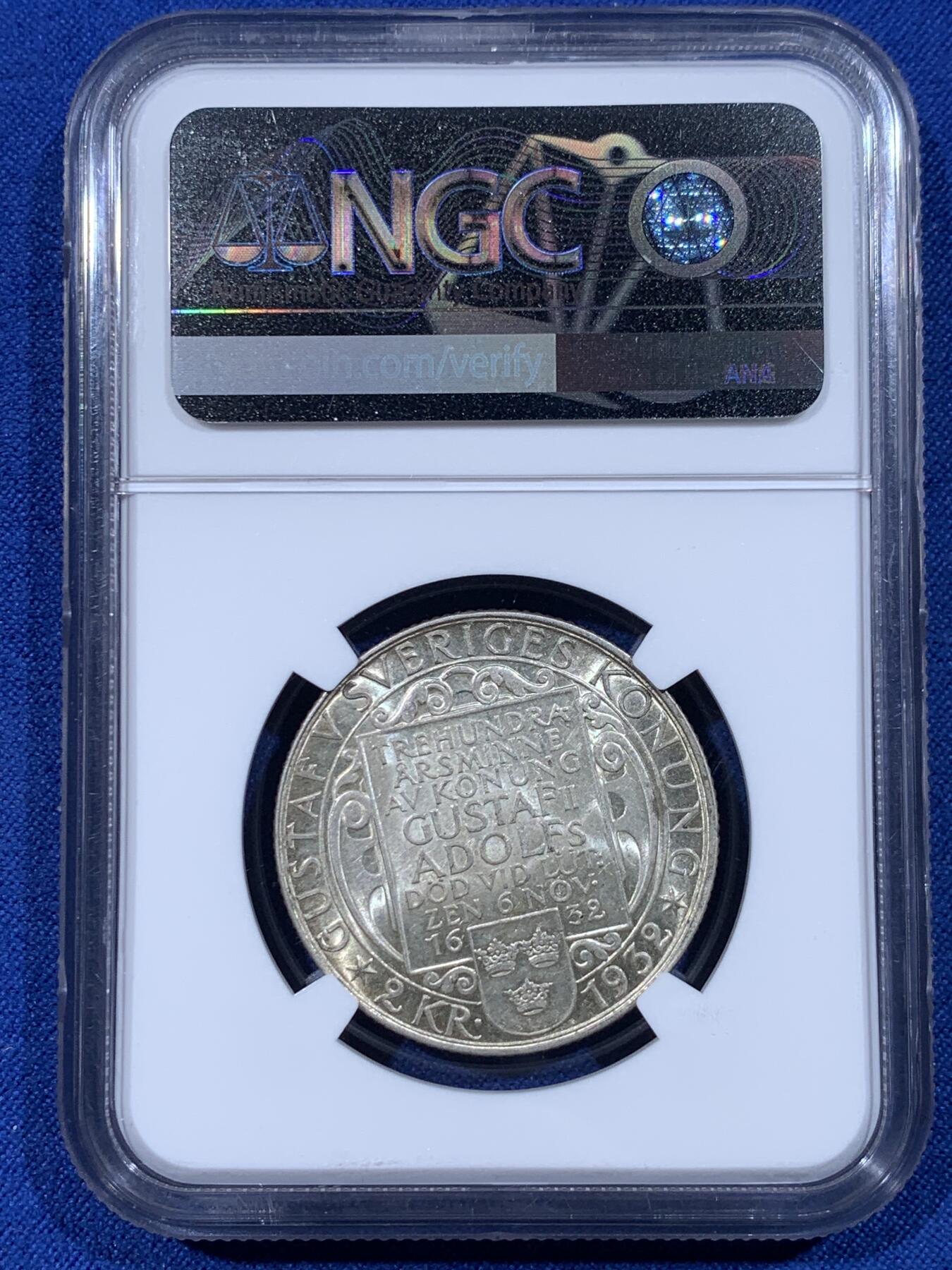 《竞宝斋》第444场 周日，周一，2场连拍 （全场包邮） 两枚一组 PCGS PR69DCAM 2010-S 米勒德-菲尔莫尔 美国总统币1美元（盒子有磕） + NGC UNCD 瑞典1932年古斯塔夫诞辰300周年纪念2克朗银币