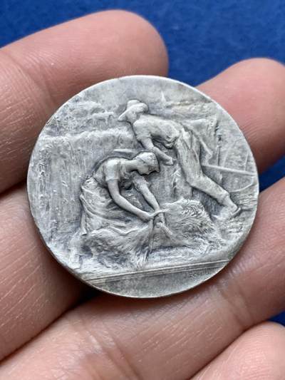 《竞宝斋》第444场 周日，周一，2场连拍 （全场包邮） - 法国布拉伊农业博览会镀银纪念章 15.25克 31.9mm 带盒