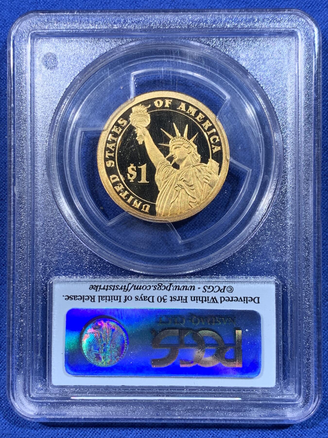 《竞宝斋》第444场 周日，周一，2场连拍 （全场包邮） 两枚一组 PCGS PR69DCAM 2010-S 米勒德-菲尔莫尔 美国总统币1美元（盒子有磕） + NGC UNCD 瑞典1932年古斯塔夫诞辰300周年纪念2克朗银币