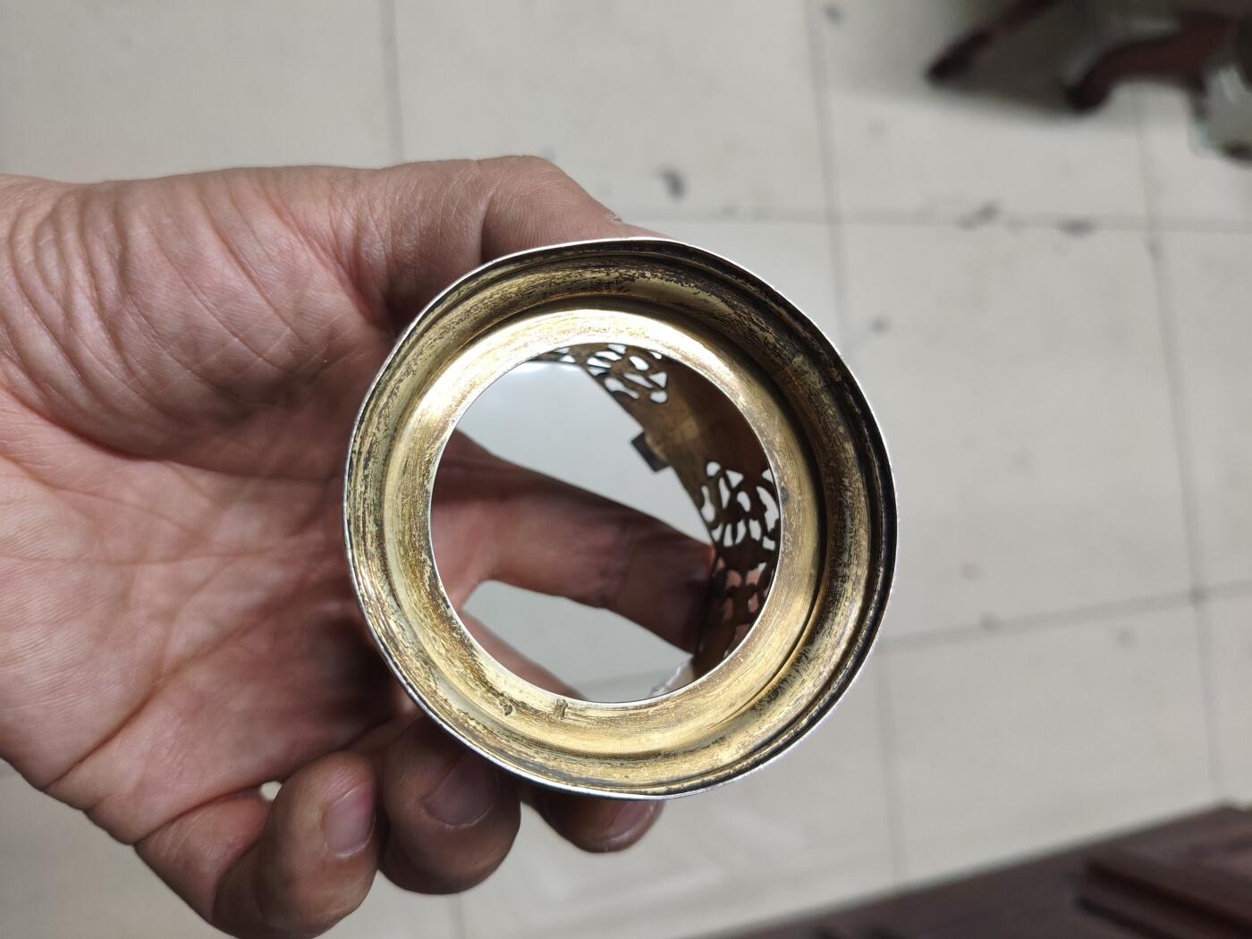 老银件 苏联乌银镶嵌老银制杯托