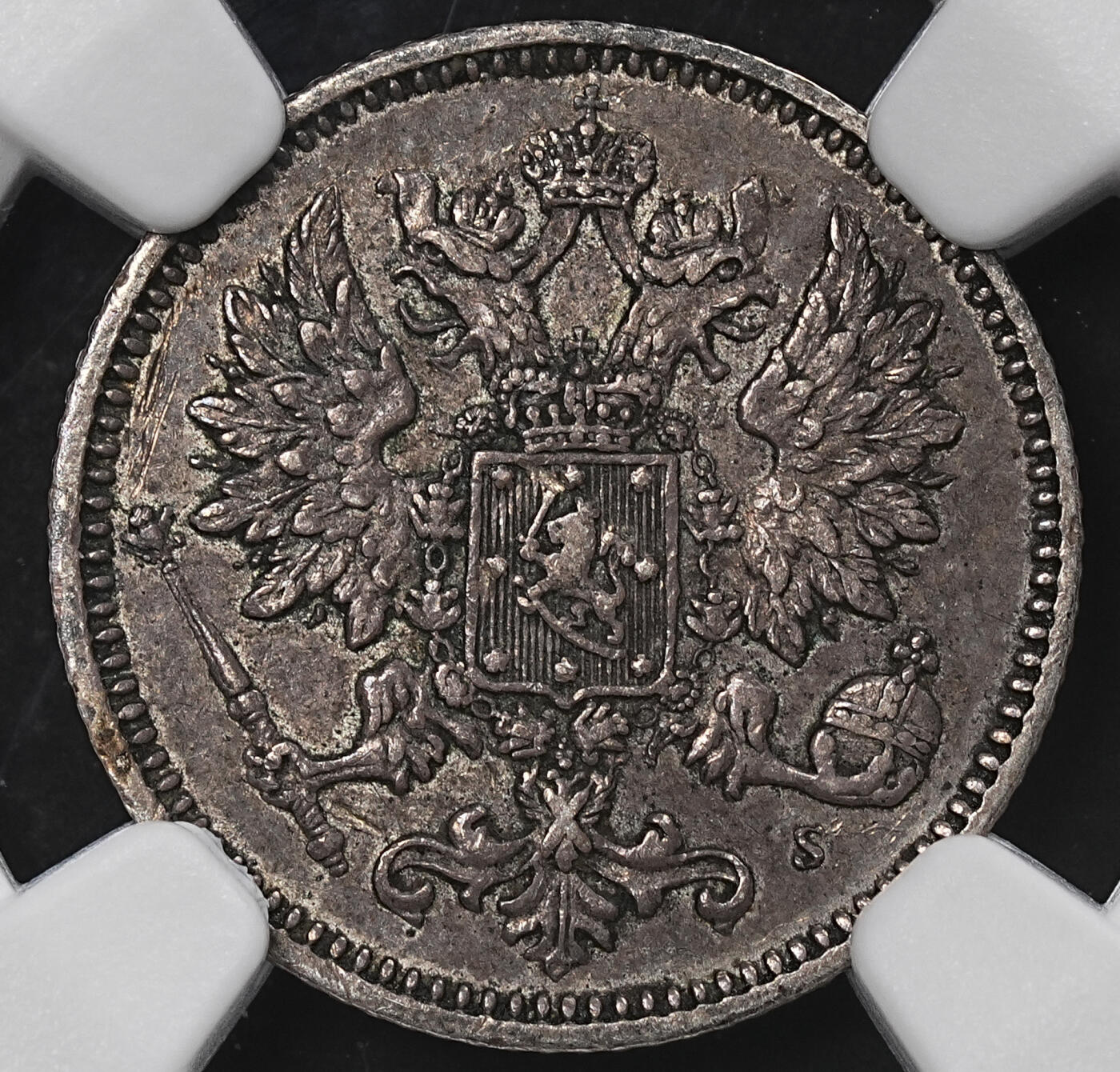 修遠堂世界钱币第九十六期 NGC XF45 1875年芬兰25盆尼银币 少见早期年份