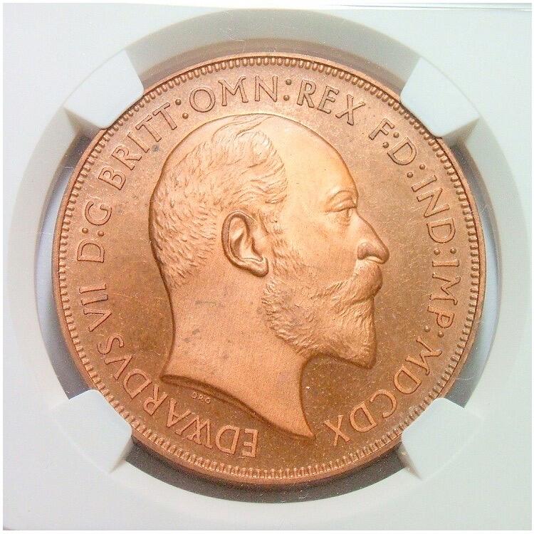 【样币】【艺术】NGC PR67RBCA 英国爱德华七世+屠龙马剑高浮雕精制1克朗样币 发行量仅400枚