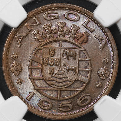修遠堂世界钱币第九十六期 - NGC MS64BN 1956年葡属安哥拉1埃斯库多铜币