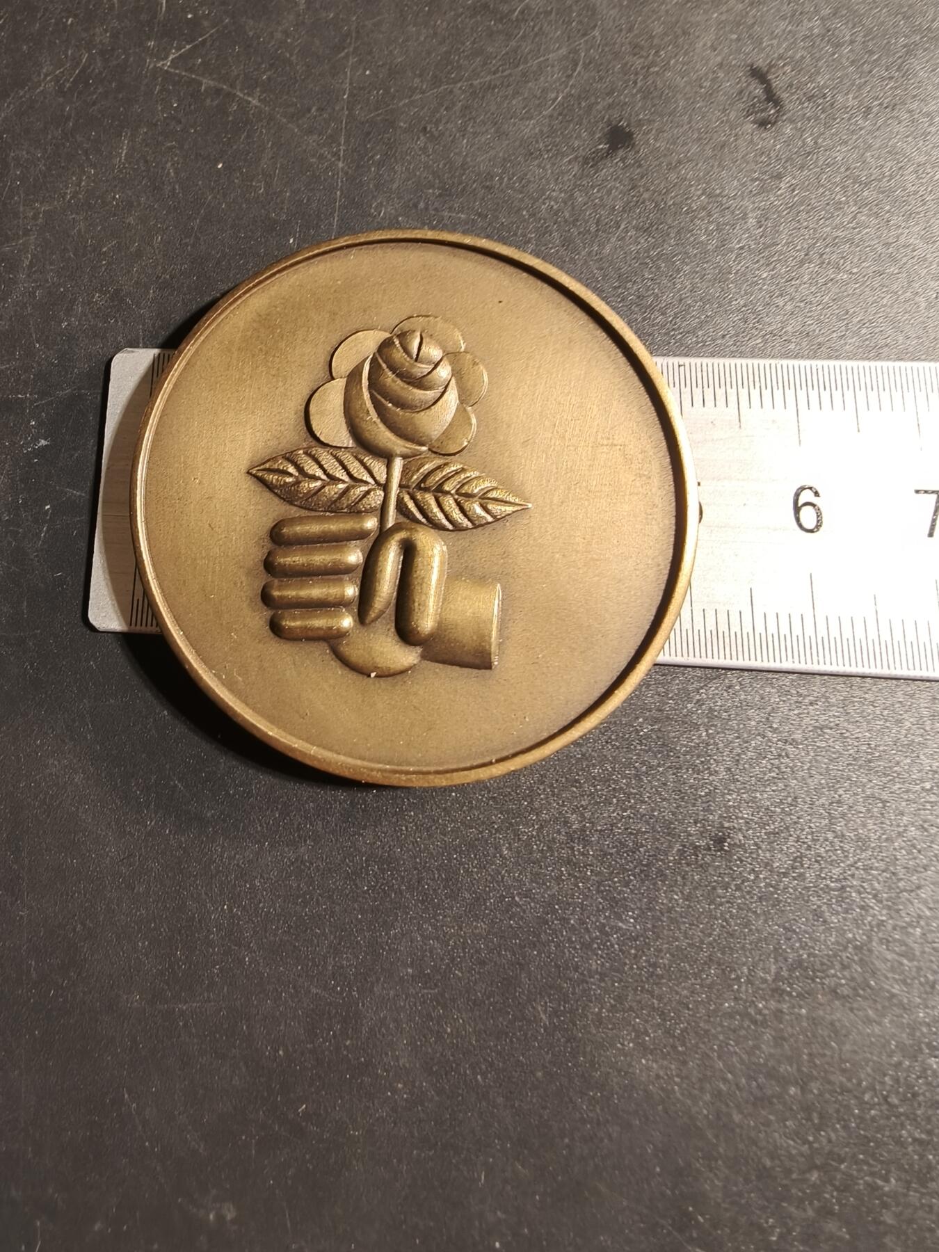 老王徽章第167期 沙勒罗瓦社会主义联盟纪念章     直径50mm.    重量47.6g