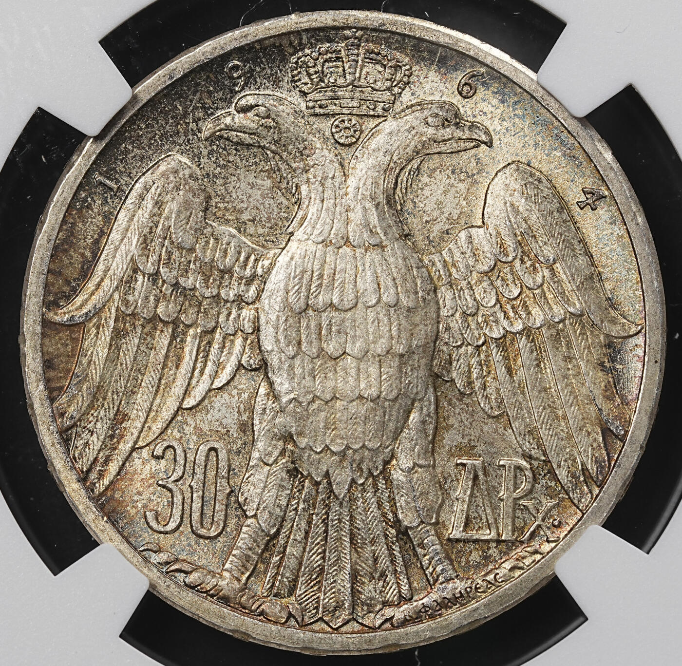 修遠堂世界钱币第九十六期 NGC MS65 1964年希腊国王大婚纪念30德拉克马银币