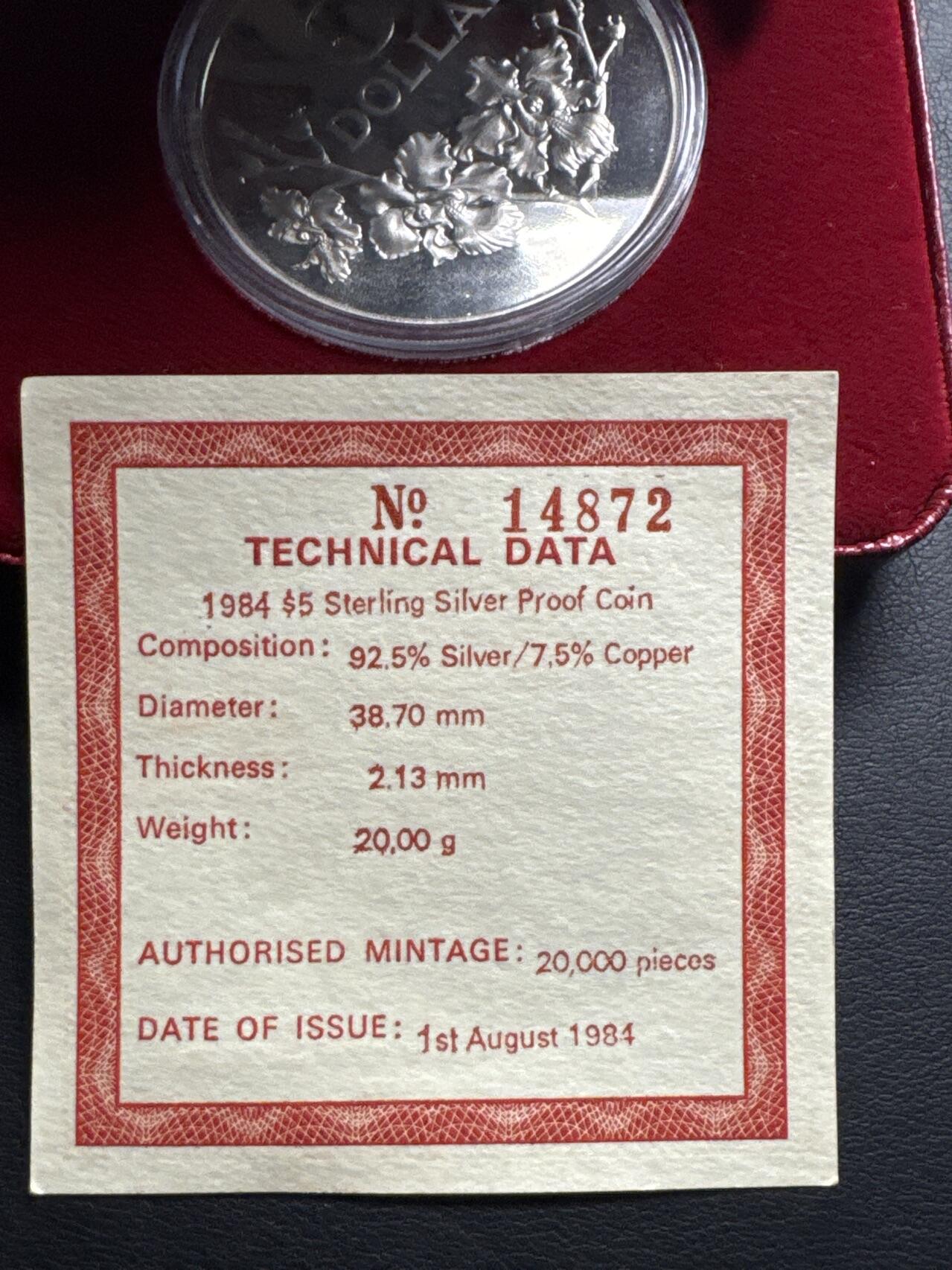 ❤️【币观天下】❤️ 第333期钱币拍卖- 2025.12.5周五晚上6点半场-长期征集拍品 新加坡1984年建国25周年胡姬花精制纪念银币盒证齐全