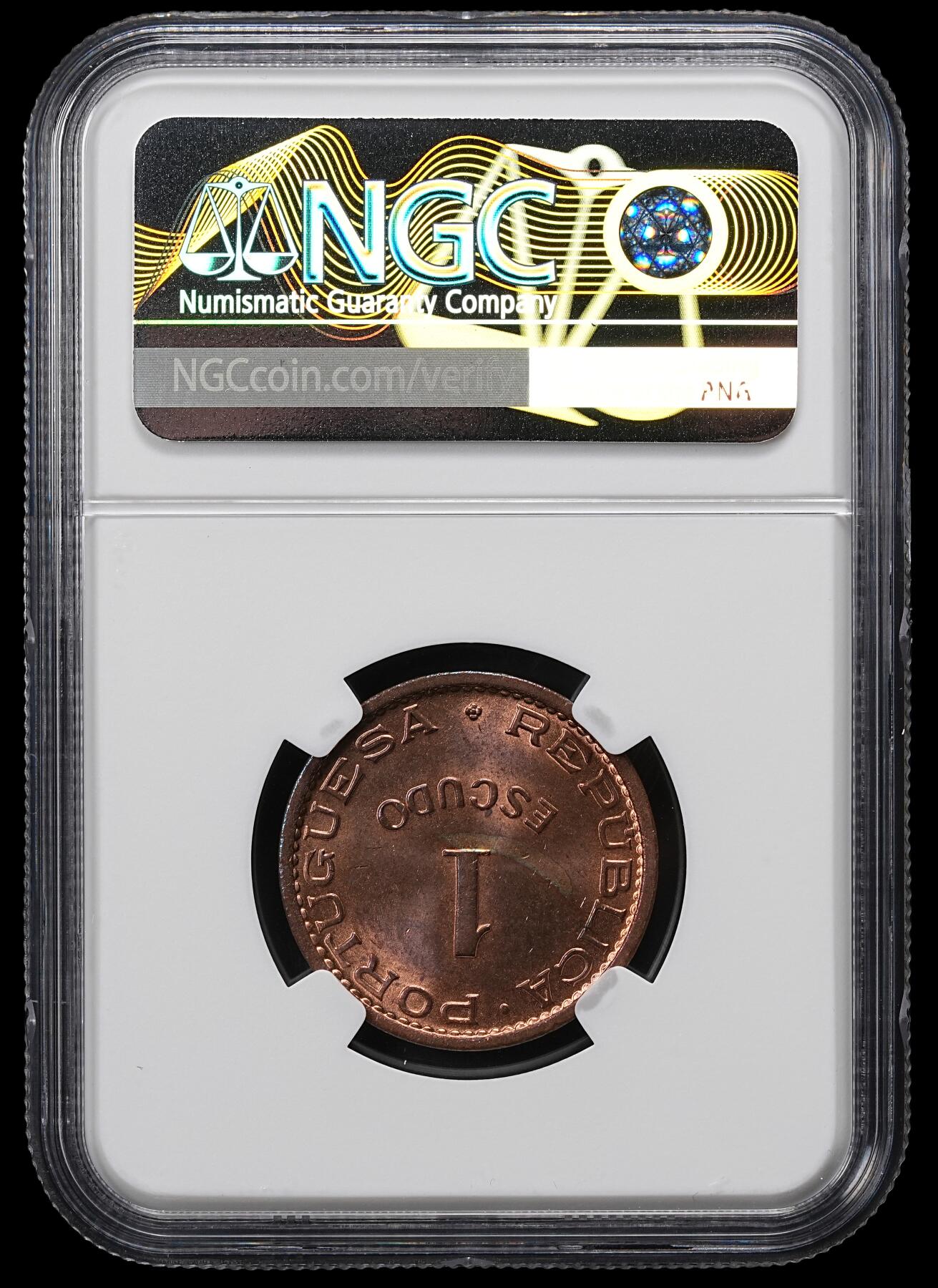 修遠堂世界钱币第九十六期 NGC MS65RB 1962年葡属莫桑比克1埃斯库多铜币 少见的年份