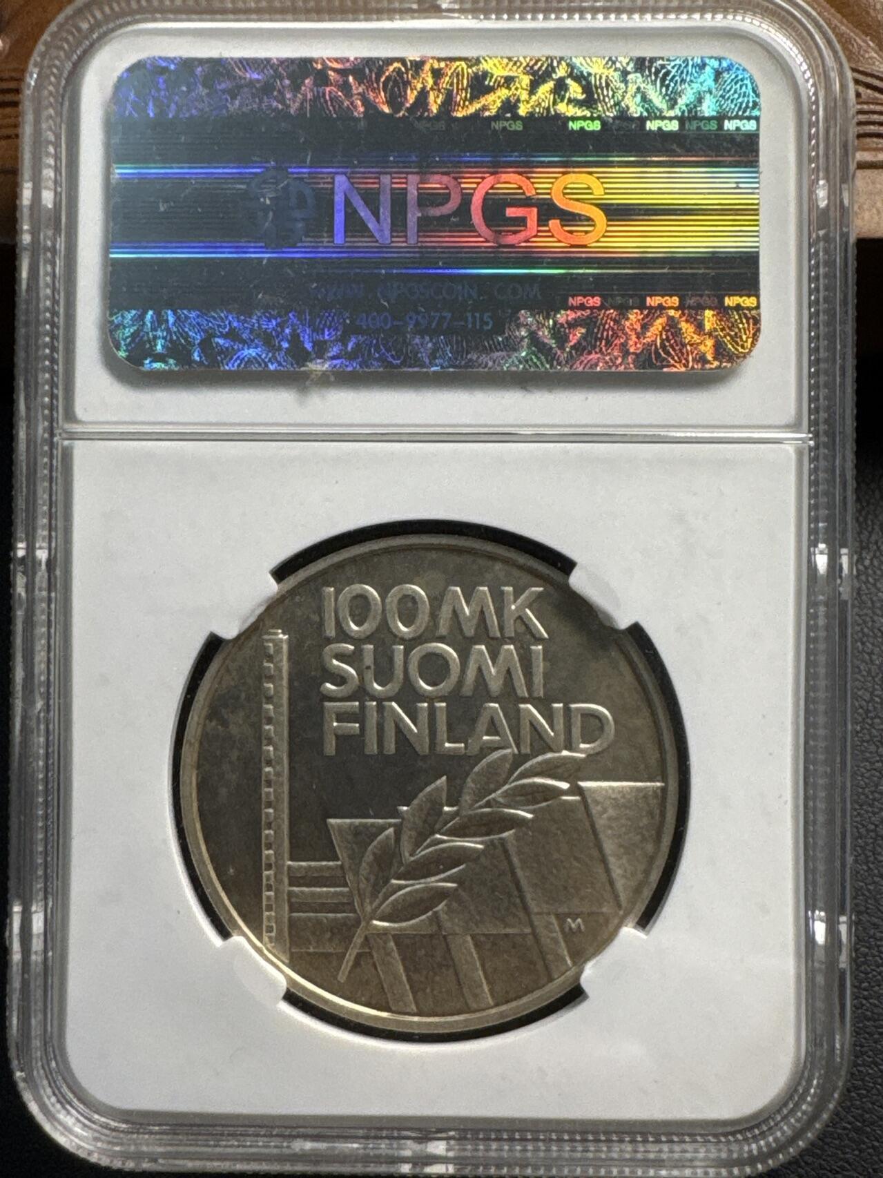 ❤️【币观天下】❤️ 第333期钱币拍卖- 2025.12.5周五晚上6点半场-长期征集拍品 克劳斯硬币大赛最具艺术币芬兰1994年欧洲田径锦标赛NPGS众诚评级封装银币925银24克直径35毫米