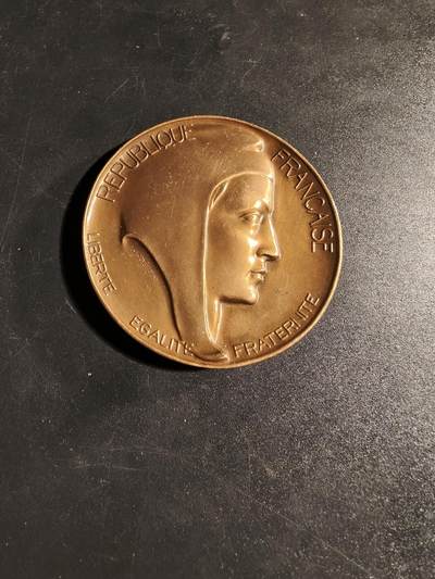 老王徽章第167期 - 法国维埃纳市参议员赠大铜章      直径50mm.    重量67.4g